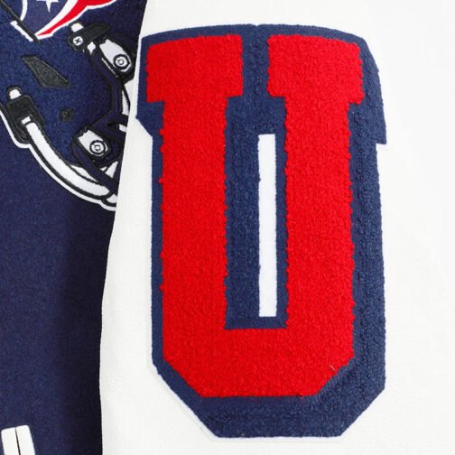 Houston Texans Mashup Classic Rib Navy and White Varsity Jacket - Image 7