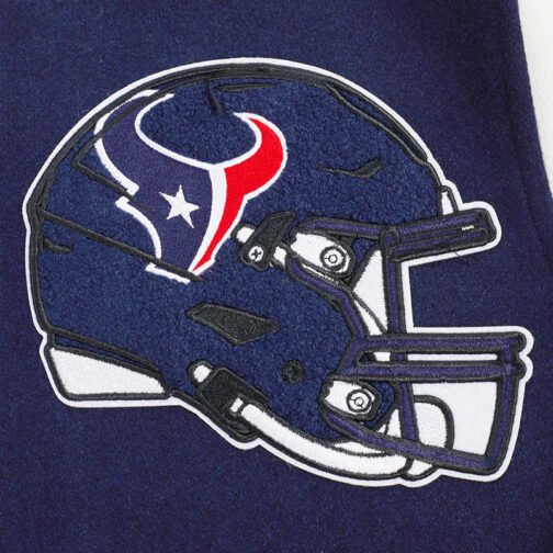 Houston Texans Mashup Classic Rib Navy and White Varsity Jacket - Image 8