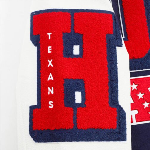 Houston Texans Mashup Classic Rib Navy and White Varsity Jacket - Image 9