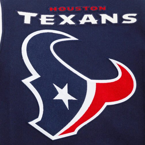 Houston Texans Mashup Classic Rib Navy and White Varsity Jacket - Image 10