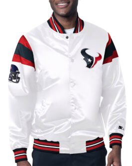 Houston Texans Midweight White Satin Jacket