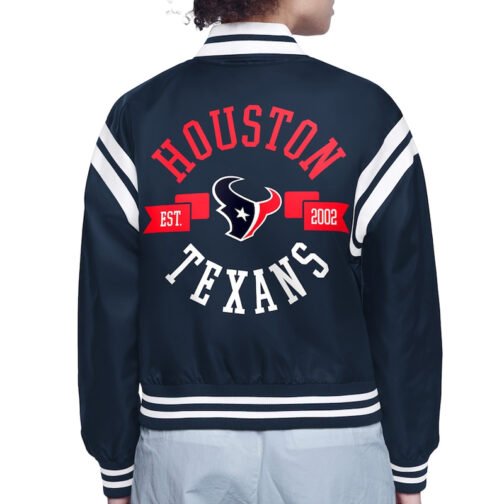 Houston Texans Printed Logo Varsity Satin Jacket - Image 4