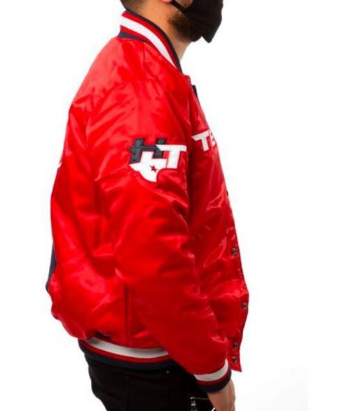 Houston Texans Starter Satin Red and Navy Blue Jacket - Image 3