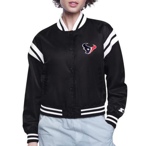Houston Texans Printed Logo Varsity Satin Jacket - Image 3
