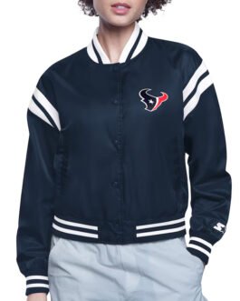 Houston Texans Printed Logo Varsity Satin Jacket