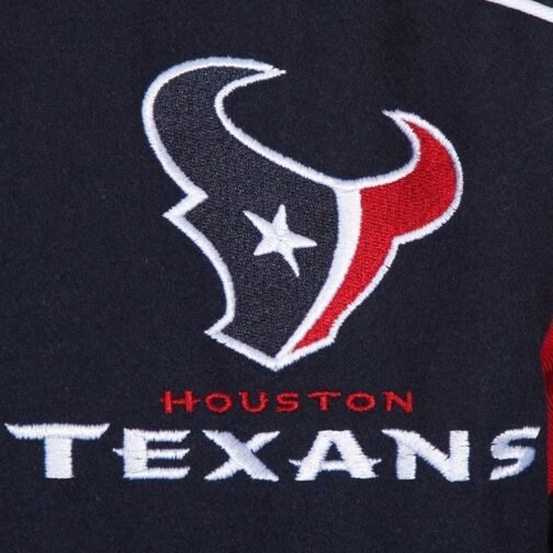 Houston Texans Teddy Embroidered Navy Varsity Wool Jacket - Image 3
