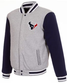 Houston Texans Gray and Navy Varsity Wool Jacket