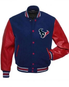 Houston Texans NFL Letterman Red and Blue Jacket