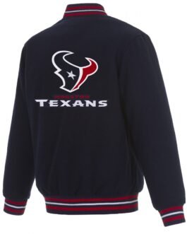 Houston Texans Navy Blue Bomber Wool Jacket