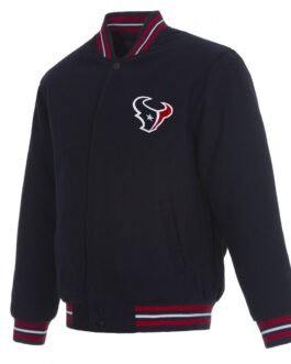 Houston Texans Navy Blue Bomber Wool Jacket