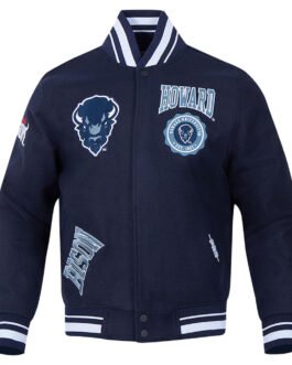 Howard Bison Crest Navy Varsity Wool Jacket