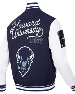 Howard Bison Navy and White Varsity Full-Zip Jacket
