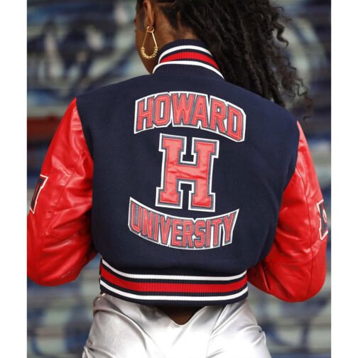 Women’s Howard University Cropped Varsity Jacket - Image 2