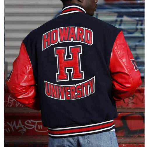 Men’s Howard University Black and Red Varsity Jacket - Image 4