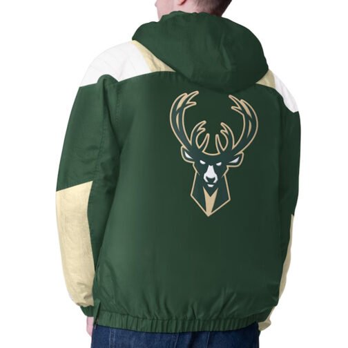 Cream Milwaukee Bucks Charger Half-Zip Pullover Jacket - Image 2