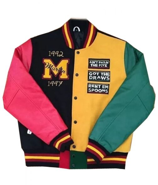 Hustle Man Letterman Tri Color Jacket - Image 2
