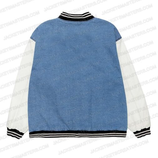 Ed Skrein I Used to Be Famous Varsity Blue and Gray Jacket - Image 2