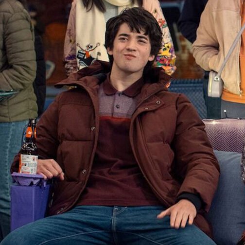 I Used to Be Famous Byron Konizi Maroon Puffer Jacket - Image 5