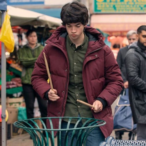 I Used to Be Famous Byron Konizi Maroon Puffer Jacket - Image 2