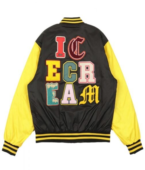 Icecream Static Yellow and Black Varsity Jacket - Image 3