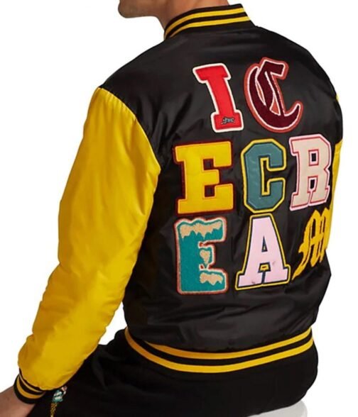 Icecream Static Yellow and Black Varsity Jacket - Image 13