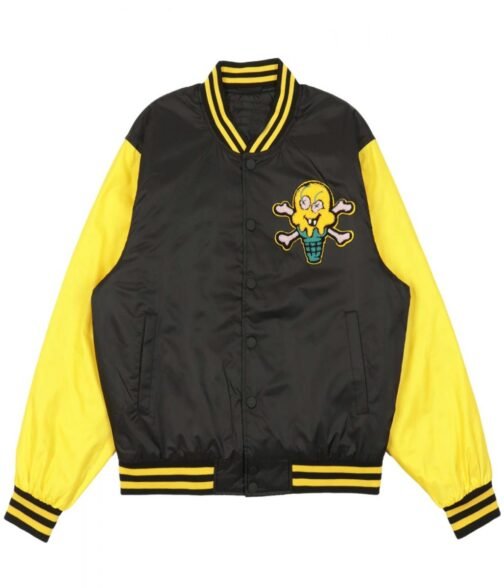 Icecream Static Yellow and Black Varsity Jacket