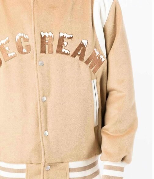 Icecream Tan Brown Polyester Varsity Jacket - Image 7