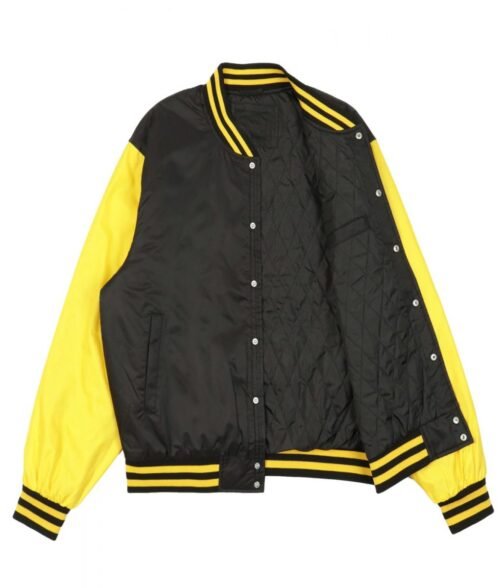 Icecream Static Yellow and Black Varsity Jacket - Image 14