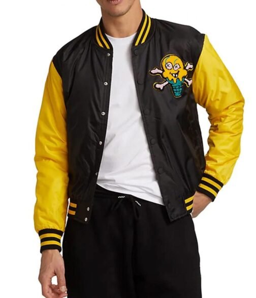 Icecream Static Yellow and Black Varsity Jacket - Image 9