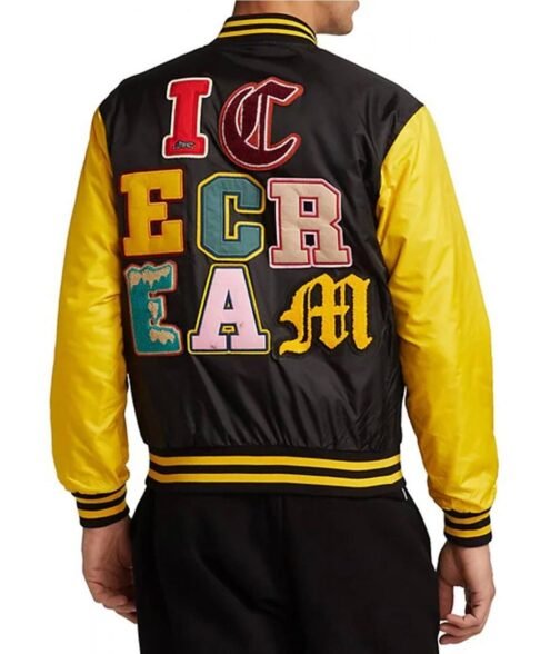 Icecream Static Yellow and Black Varsity Jacket - Image 7