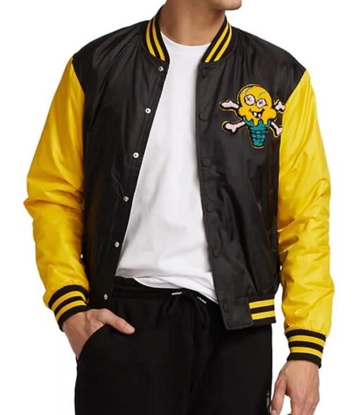 Icecream Static Yellow and Black Varsity Jacket - Image 5