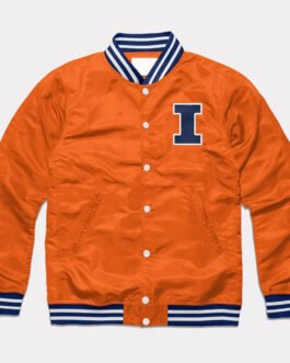 Illinois Fighting Illini Orange Varsity Satin Jacket
