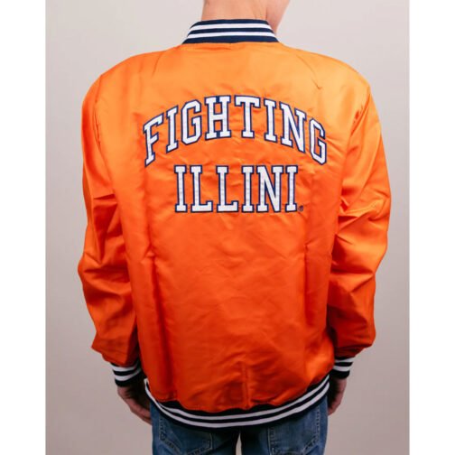 Illinois Fighting Illini Orange Varsity Satin Jacket - Image 4