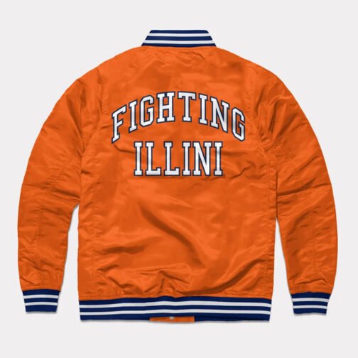 Illinois Fighting Illini Orange Varsity Satin Jacket - Image 2