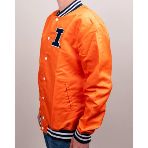 Illinois Fighting Illini Orange Varsity Satin Jacket - Image 5