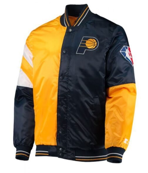 Indiana Pacers Starter Satin Yellow and Blue Jacket