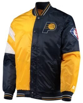 Indiana Pacers 75th Anniversary Leader Color Block Satin Varsity Jacket