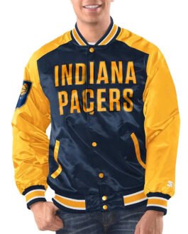 Navy/Gold Indiana Pacers Renegade Varsity Satin Jacket