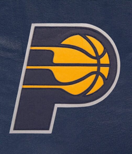 Varsity Indiana Pacers Navy Blue Leather Jacket - Image 3