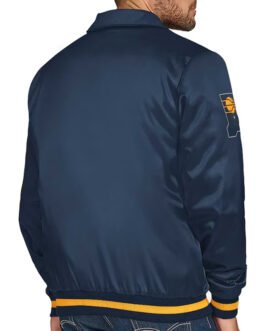 Indiana Pacers Stitch Applique Navy Satin Jacket