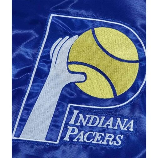 Indiana Pacers Teddy Royal Varsity Satin Jacket - Image 3