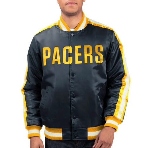 Indiana Pacers The Offensive Navy Varsity Satin Jacket - Image 3