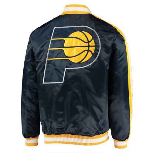 Indiana Pacers The Offensive Navy Varsity Satin Jacket - Image 2