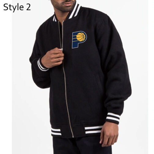 Indiana Pacers Varsity Navy Wool Jacket - Image 2