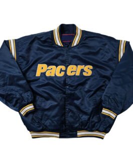 Indiana Pacers Navy Varsity Satin Jacket