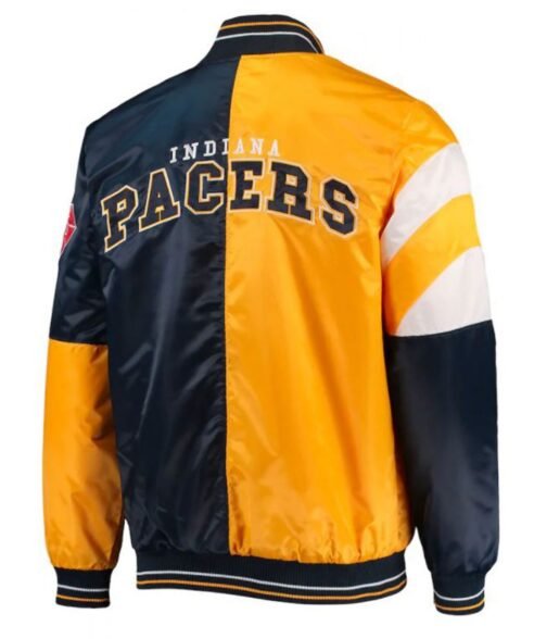 Indiana Pacers Starter Satin Yellow and Blue Jacket - Image 2
