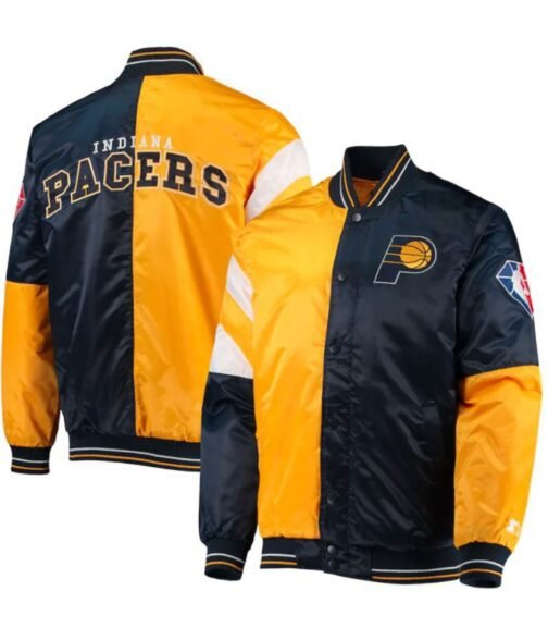 Indiana Pacers Starter Satin Yellow and Blue Jacket - Image 3