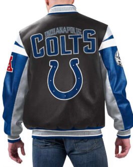 Indianapolis Colts Black Varsity Full-Zip Leather Jacket