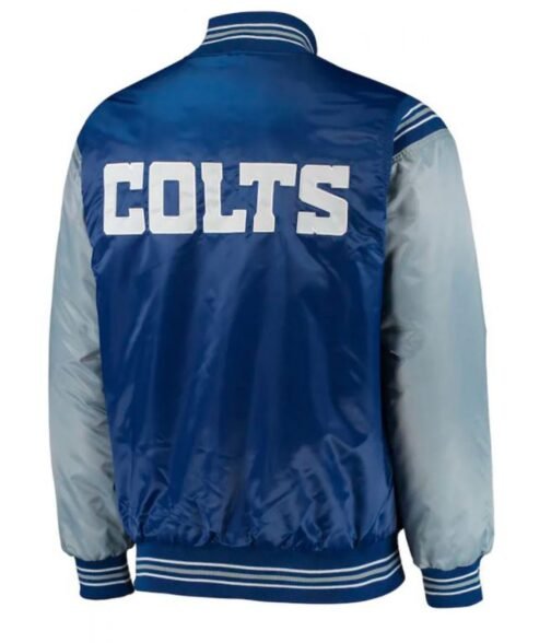 Indianapolis Colts Starter Satin Grey and Blue Jacket - Image 2
