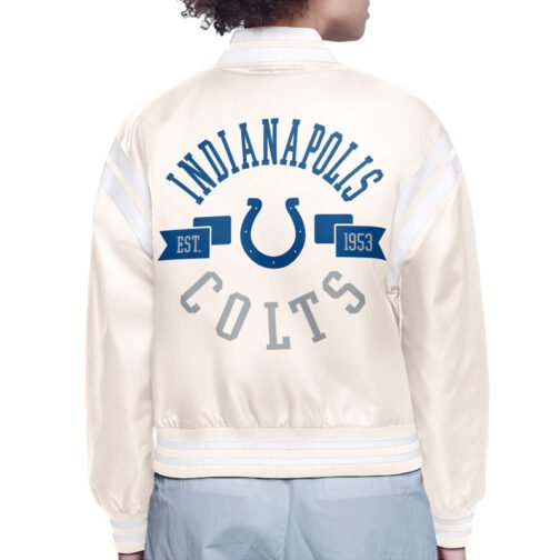 Indianapolis Colts Printed Logo Varsity Satin Jacket - Image 4